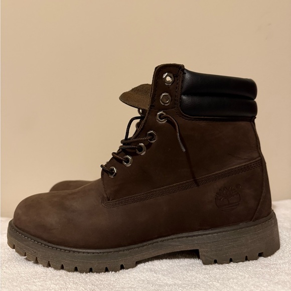 Timberland Men's Dark Chocolate Brown Nubuck Boots Sz M 8.5 / Wm 10. Very Good - Picture 3 of 5